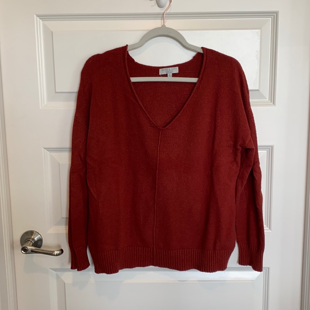 Softest Dark Red V-neck Sweater